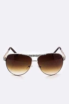 Crystal Ornate Aviator Sunglasses LA14-MSG437