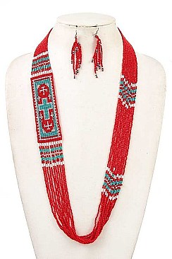 CROSS PATTERN BEADS NECKLACE SET