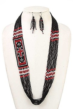 CROSS PATTERN BEADS NECKLACE SET
