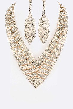 Fashion Rhinestone Statement Necklace Set