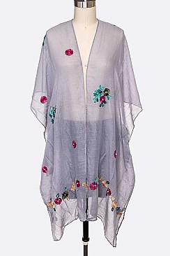 Flower Embroidered Kimono Cardigan