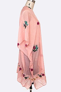 Flower Embroidered Kimono Cardigan