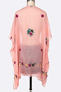 Flower Embroidered Kimono Cardigan