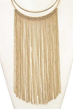 OVATE CHAIN TASSEL BIB NECKLACE SET
