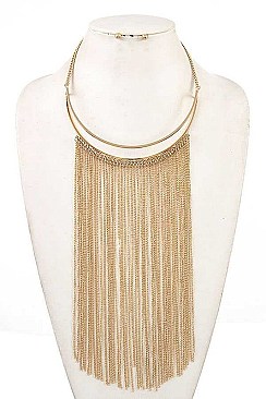 OVATE CHAIN TASSEL BIB NECKLACE SET