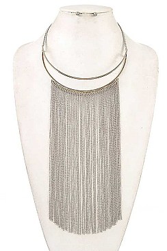 OVATE CHAIN TASSEL BIB NECKLACE SET