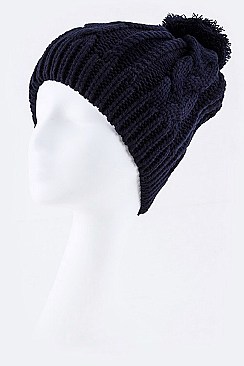 Stylish Mix Knit Pom Pom Beanie LA-EMH81014