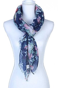FLORAL PATTERN SHEER LONG SCARF