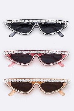 Pack of 12 Crystal Skinny Triangle Sunglasses Set