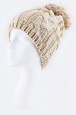 Stylish Mix Knit Pom Pom Beanie LA-EMH81014