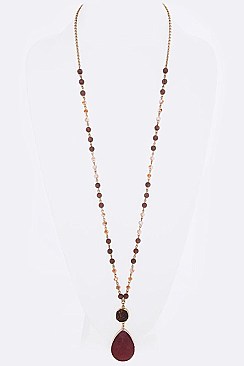 Semi-Precious Druzy Stone Pendant Necklace LA-CN4095