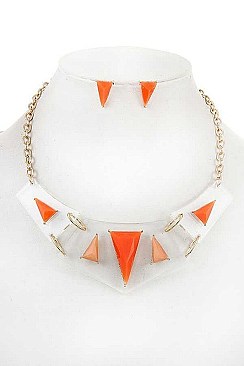 TRANSPARENT GEM ACCENT BIB NECKLACE SET