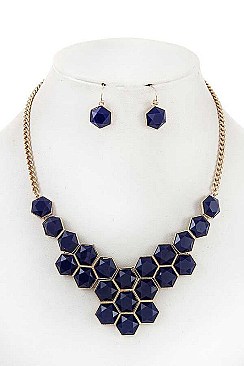 HONEYCOMB BIB NECKLACE SET