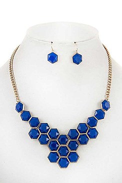 HONEYCOMB BIB NECKLACE SET