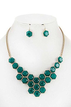 HONEYCOMB BIB NECKLACE SET