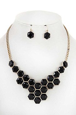 HONEYCOMB BIB NECKLACE SET