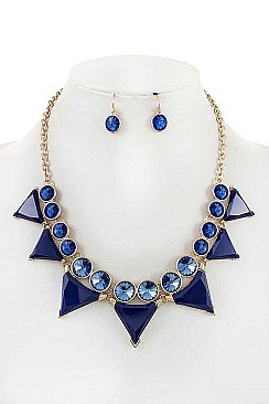 LINKED TRIANGLES & GEM BIB NECKLACE SET