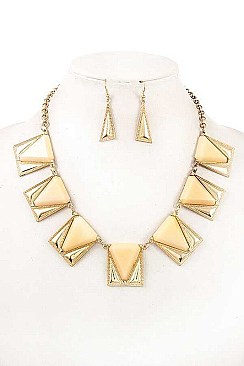 FRAMED TRIANGLE LINK BIB NECKLACE SET