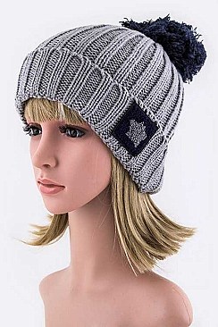 Stylish Star Patch PomPom Knit Beanie LA-WH023