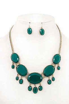 FACETED OVAL BIB NECKLACE SET