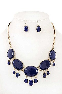 FACETED OVAL BIB NECKLACE SET