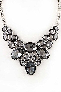 ORNATE CRYSTAL GEM BIB NECKLACE SET