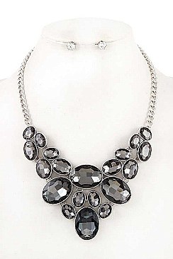 ORNATE CRYSTAL GEM BIB NECKLACE SET
