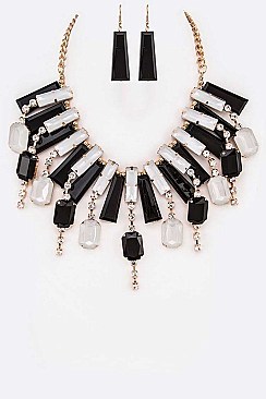 ELEGANT BAGUETTE STATEMENT NECKLACE SET
