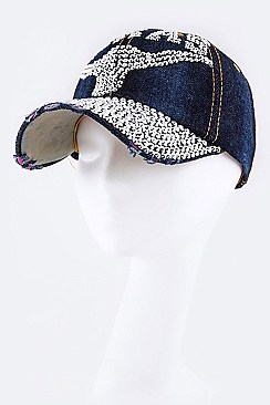 Crystal TEXAS Embellished Fashion Denim Cap LA-HT227X002