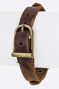 Impressive 'Forgiven' Embossed Metal Tag Buckled Cuff LAEML8072