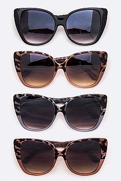Pack of 12 Oversized Animal Print Cat Eye Sunglasses Set