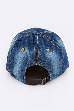 Crystal Cheer MOM Embellished Fashion Denim Cap LA-HT277X004D