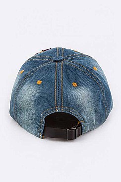 Crystal TEXAS Embellished Fashion Denim Cap LA-HT277X007