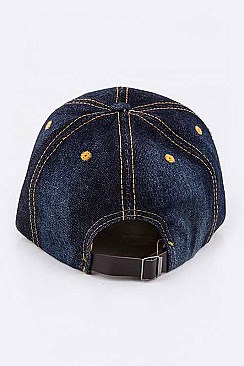 Crystal Texas Map Embellished Fashion Denim Cap LA-HT277X001A
