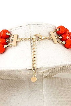 TRIPLE ROW FACETED BEADS NECKLACE SET