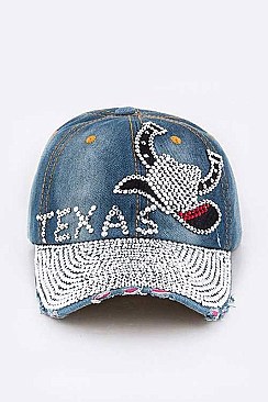 Crystal TEXAS Embellished Fashion Denim Cap LA-HT277X007