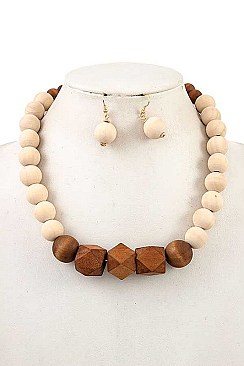 CHUNKY WOOD BEAD NECKLACE SET