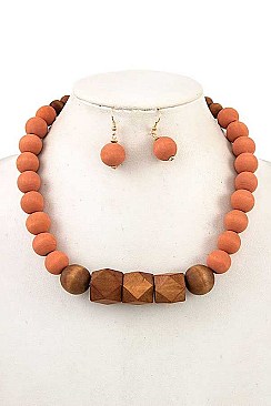 CHUNKY WOOD BEAD NECKLACE SET