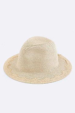 Fashion Laced Brim Straw Panama Hat