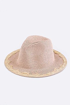 Fashion Laced Brim Straw Panama Hat