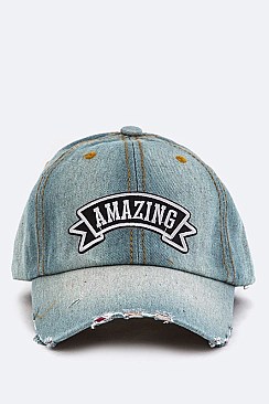 Embroidered AMAZING Washed Denim Cap LA-EMH8645I