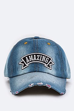 Embroidered AMAZING Washed Denim Cap LA-EMH8645I