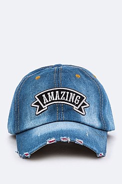 Embroidered AMAZING Washed Denim Cap LA-EMH8645I