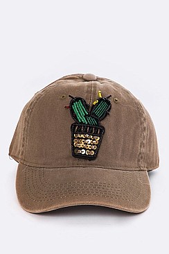 Beaded Cactus Cotton Washed Cap LA-EMH8646