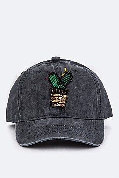 Beaded Cactus Cotton Washed Cap LA-EMH8646