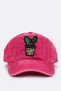 Beaded Cactus Cotton Washed Cap LA-EMH8646
