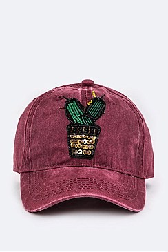 Beaded Cactus Cotton Washed Cap LA-EMH8646