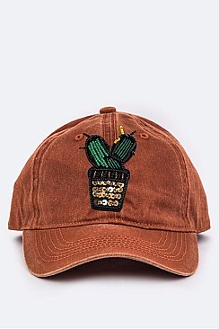 Beaded Cactus Cotton Washed Cap LA-EMH8646
