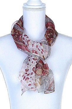 PAISLEY PATTERN SHEER LONG SCARF
