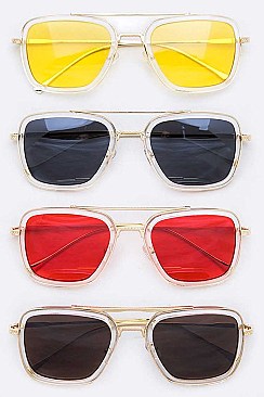 Iconic Color Tinted Lens Square Sunglasses Set